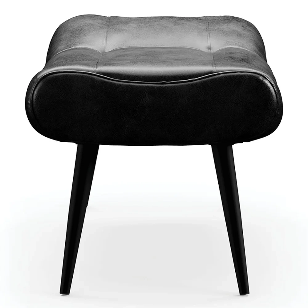 Kit 2 Puffs Decorativos Para Sala de Estar Pés Palito Lord Sintético Preto - Ibiza