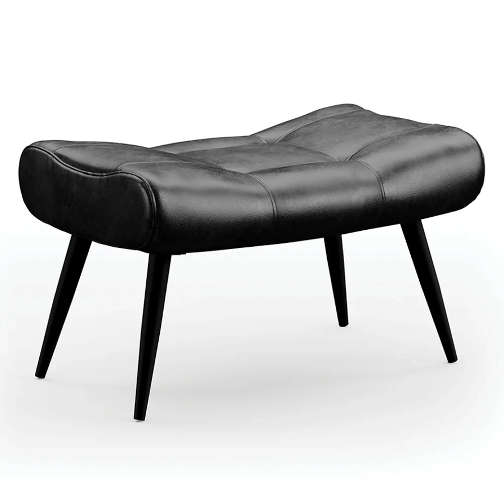 Kit 2 Puffs Decorativos Para Sala de Estar Pés Palito Lord Sintético Preto - Ibiza