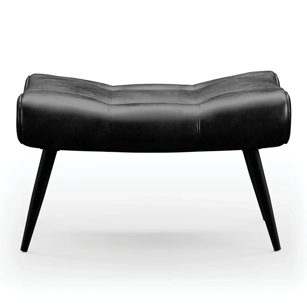 Kit 2 Puffs Decorativos Para Sala de Estar Pés Palito Lord Sintético Preto - Ibiza