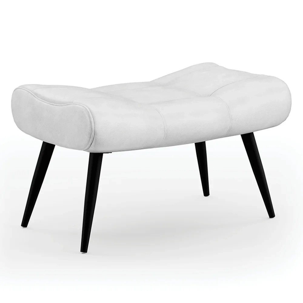 Kit 2 Puffs Decorativos Para Sala de Estar Pés Palito Lord Sintético Branco - Ibiza