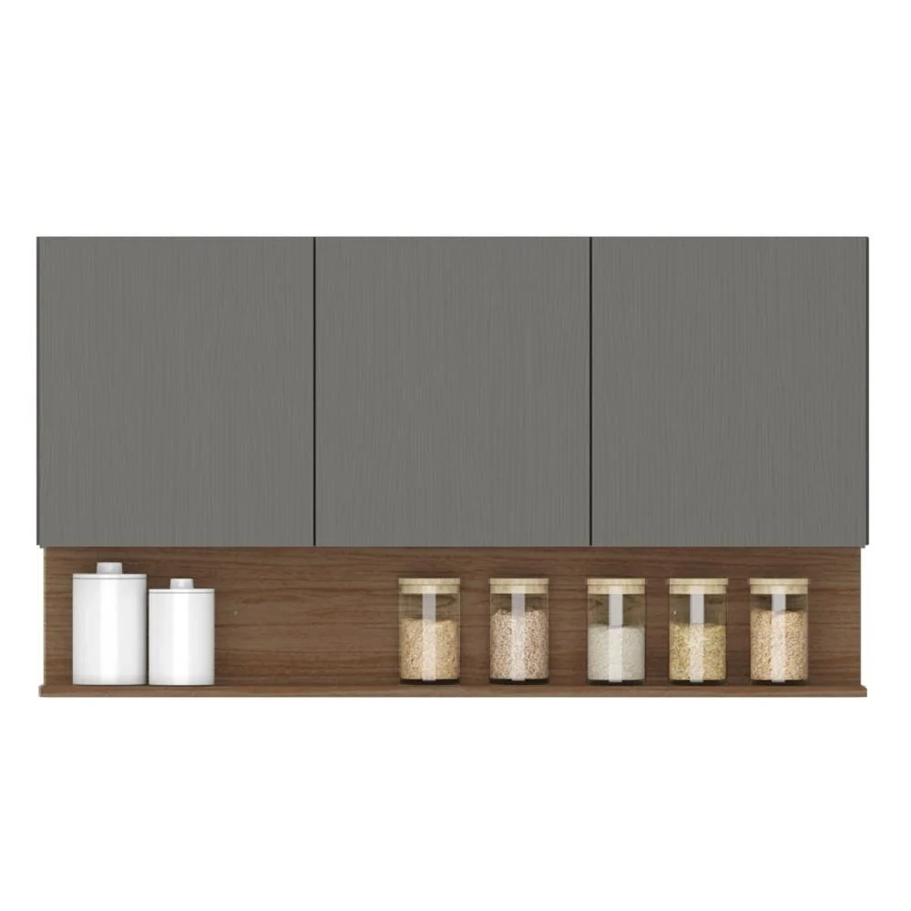 Armário de Cozinha Modulada 3 Peças Lina01 Z06 Gris/Freijó - Mpozenato