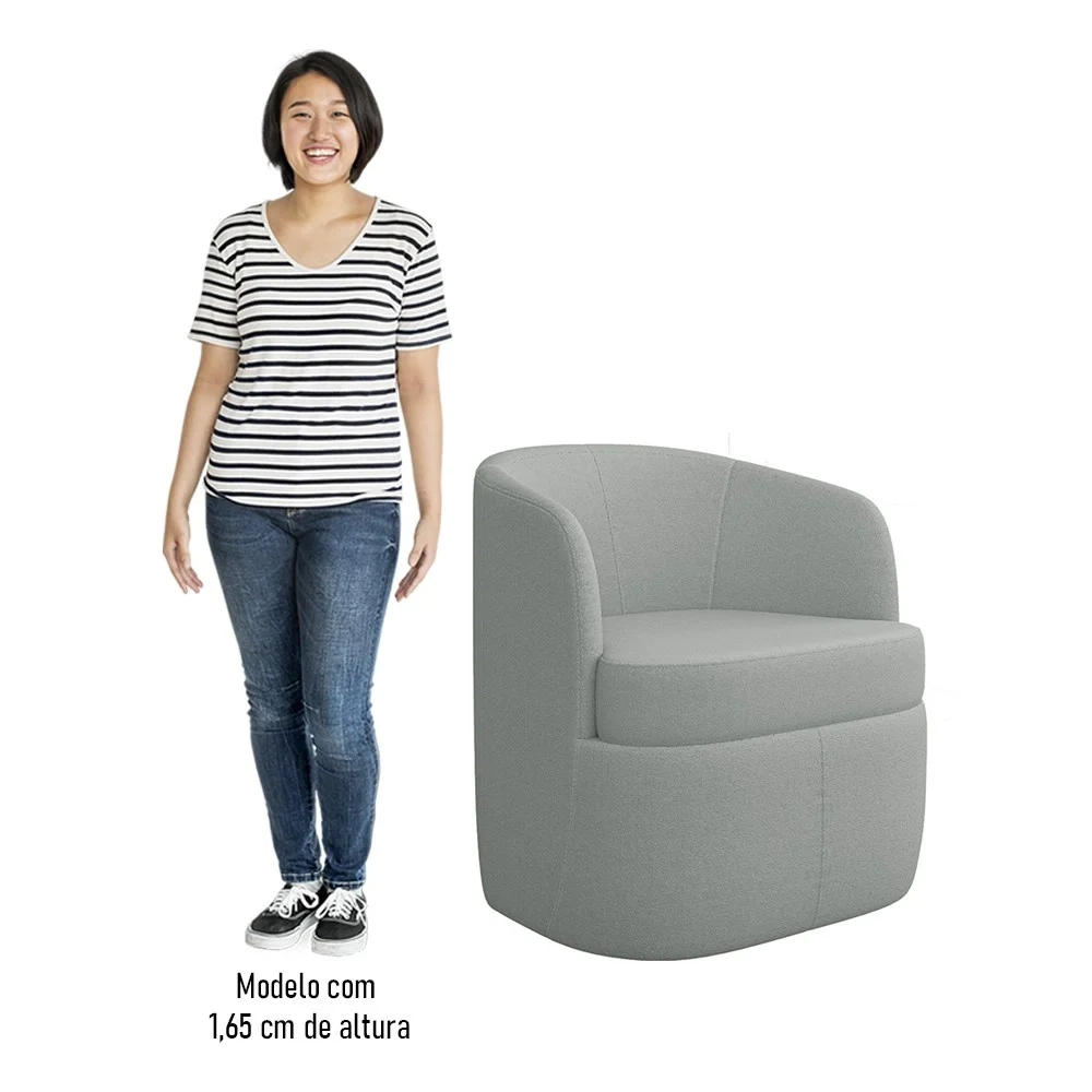 Kit 2 Poltronas Giratória Decorativa para Sala Dandara Z08 Boucle Cinza Claro - Mpozenato