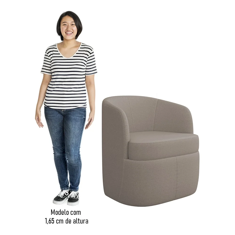 Kit 2 Poltronas Giratória Decorativa para Sala Dandara Z08 Boucle Bege Escuro - Mpozenato