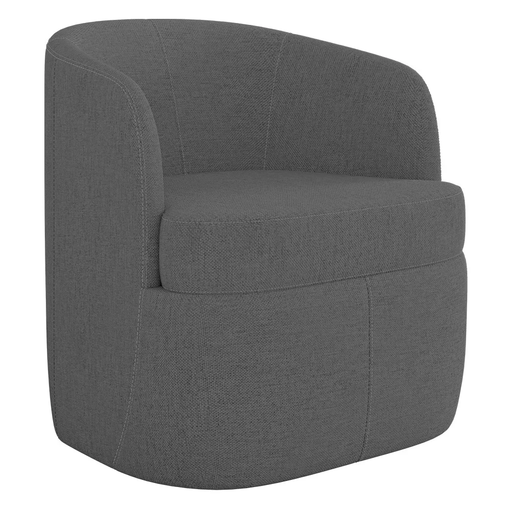 Kit 2 Poltronas Giratória Decorativa para Sala Dandara Z08 Linho Cinza Escuro - Mpozenato