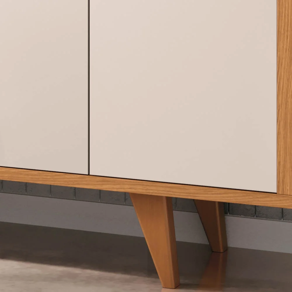 Balcão Aparador Buffet 4 Portas Sinfonia H01 Off White/Cinamomo - Mpozenato