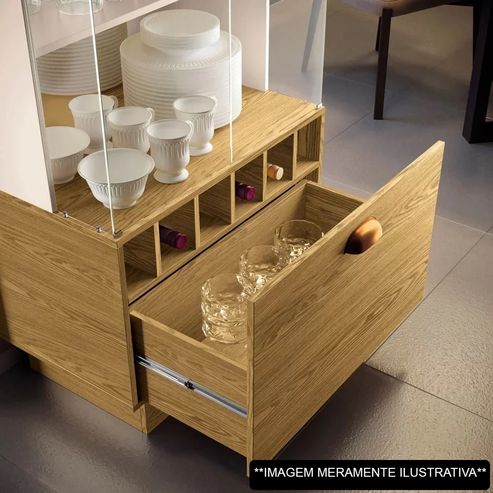 Cristaleira Aruan e Buffet Ellora H01 Off White/Cinamomo - Mpozenato