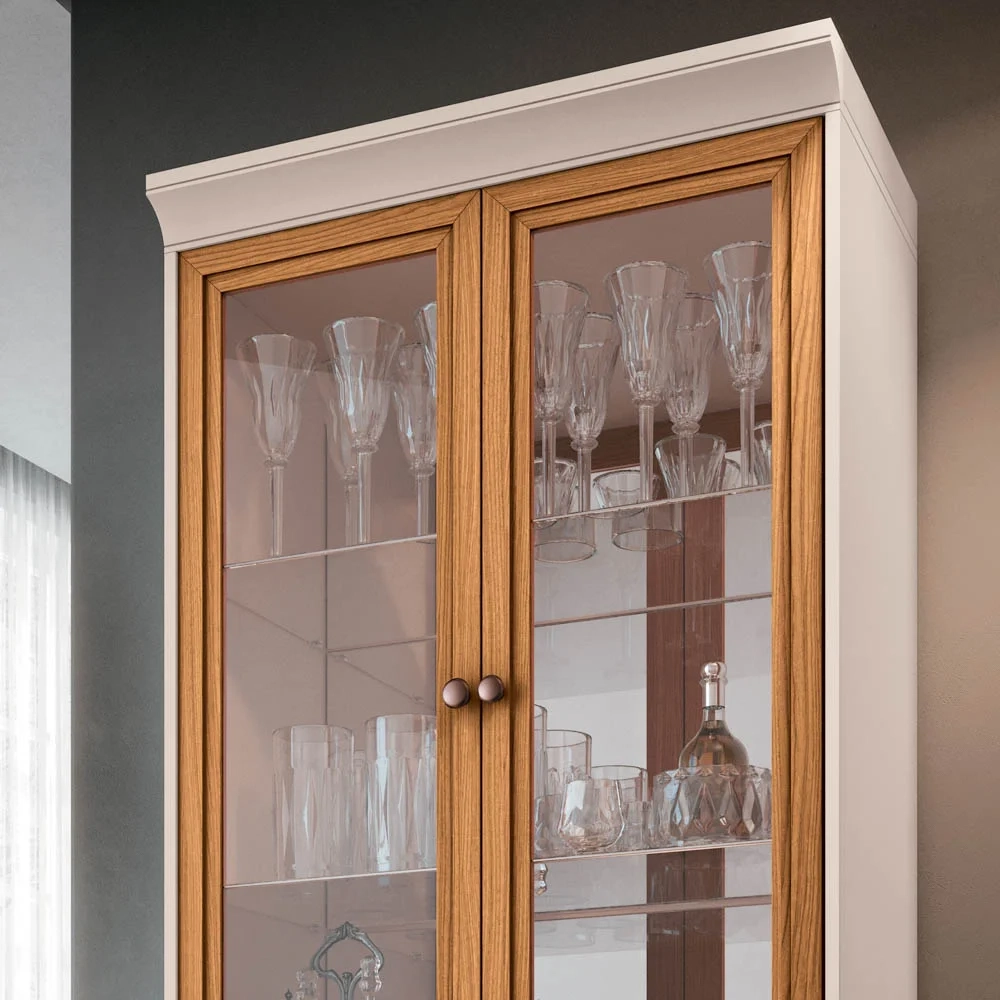 Cristaleira Adega Órfeo e Buffet Sinfonia H01 Off White/Cinamomo - Mpozenato