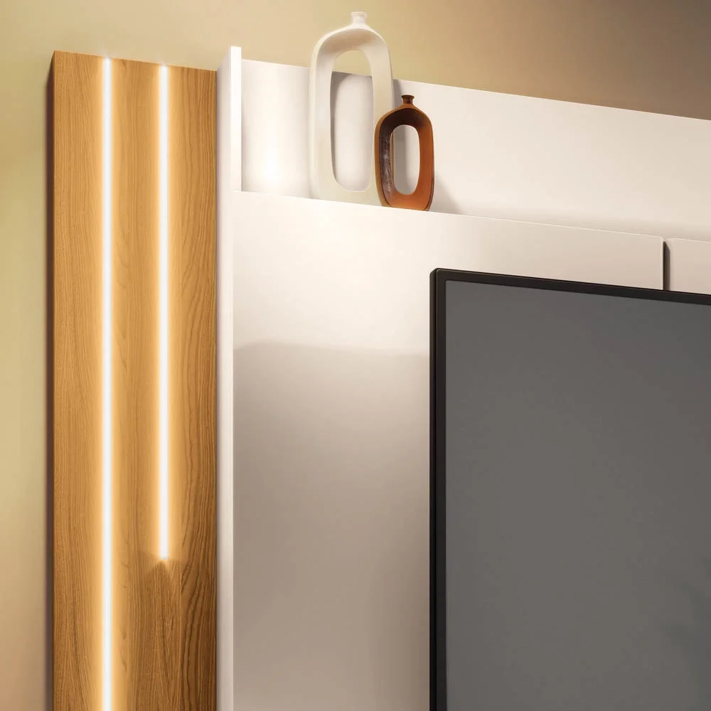 Estante Painel para TV 75 Pol. Monzane H01 Off White/Cinamomo - Mpozenato