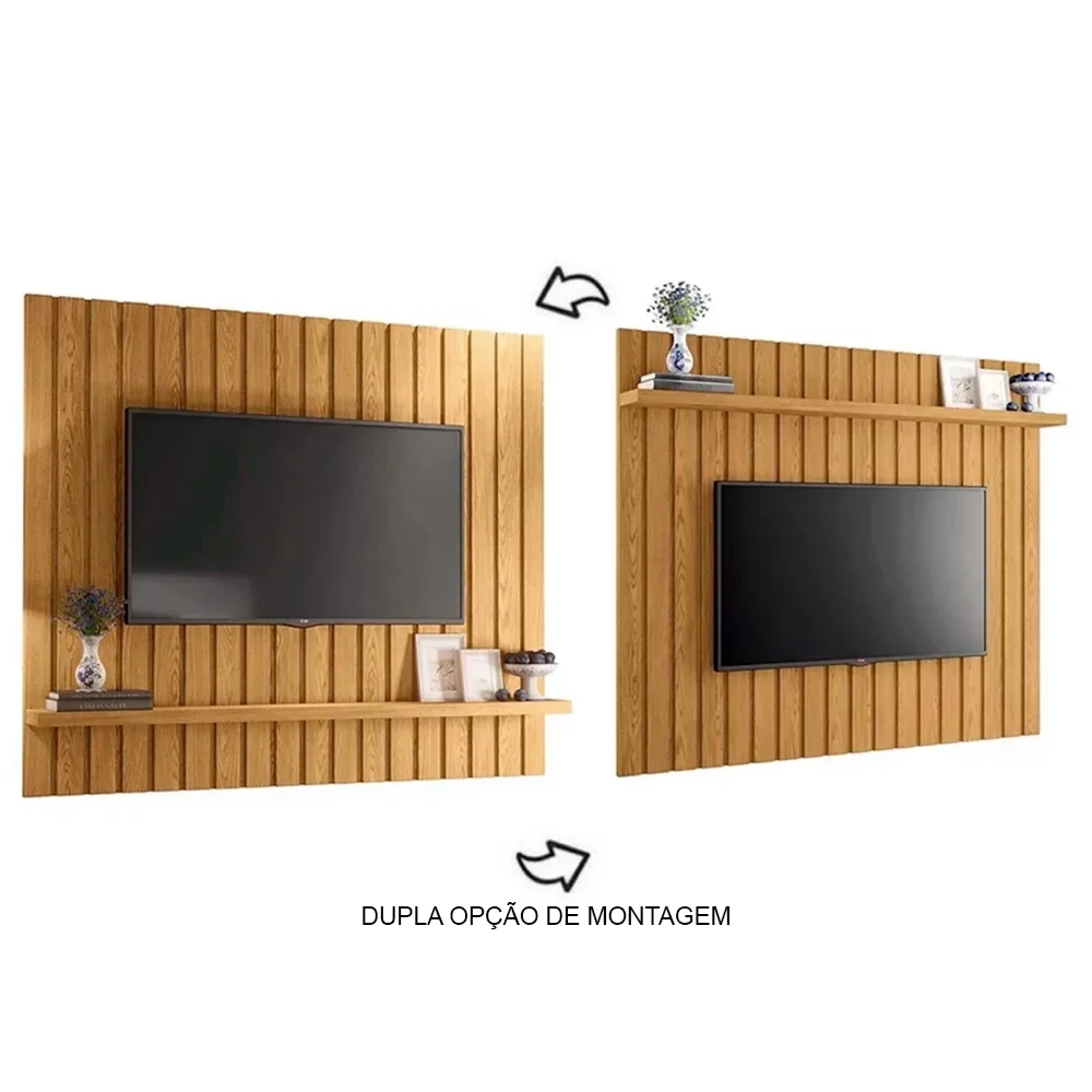 Painel Para TV Suspenso Ripado 70 Pol. 200cm Like H01 Cinamomo - Mpozenato