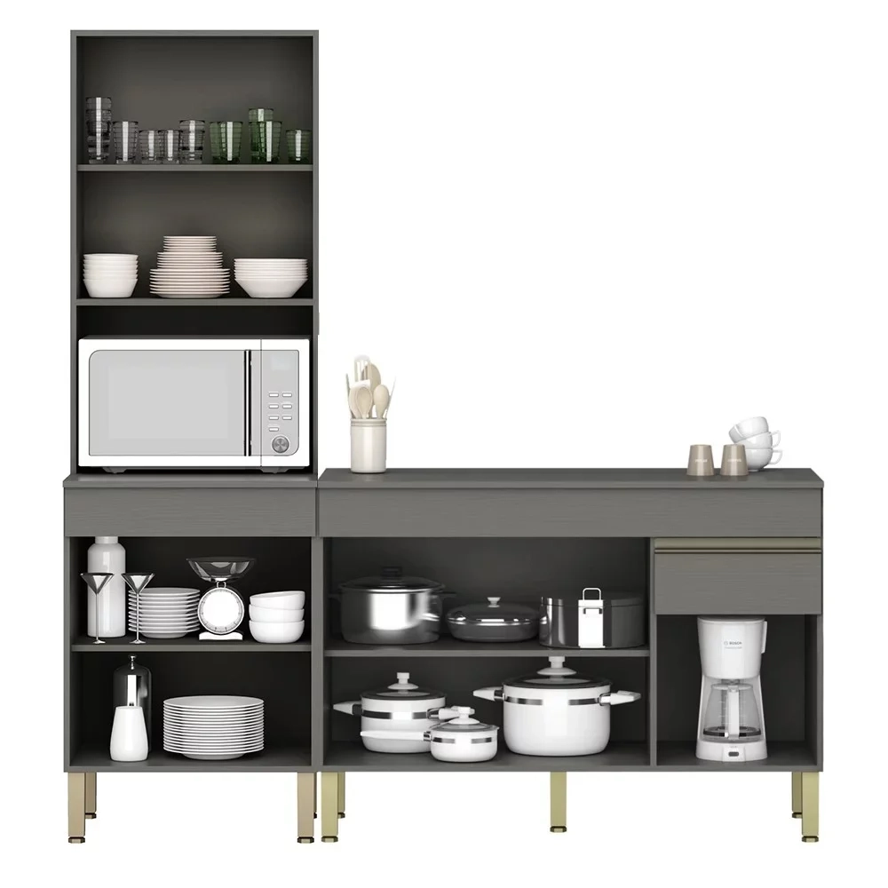 Paneleiro e Balcão Gabinete com Tampo 120cm Lina Z06 Gris - Mpozenato