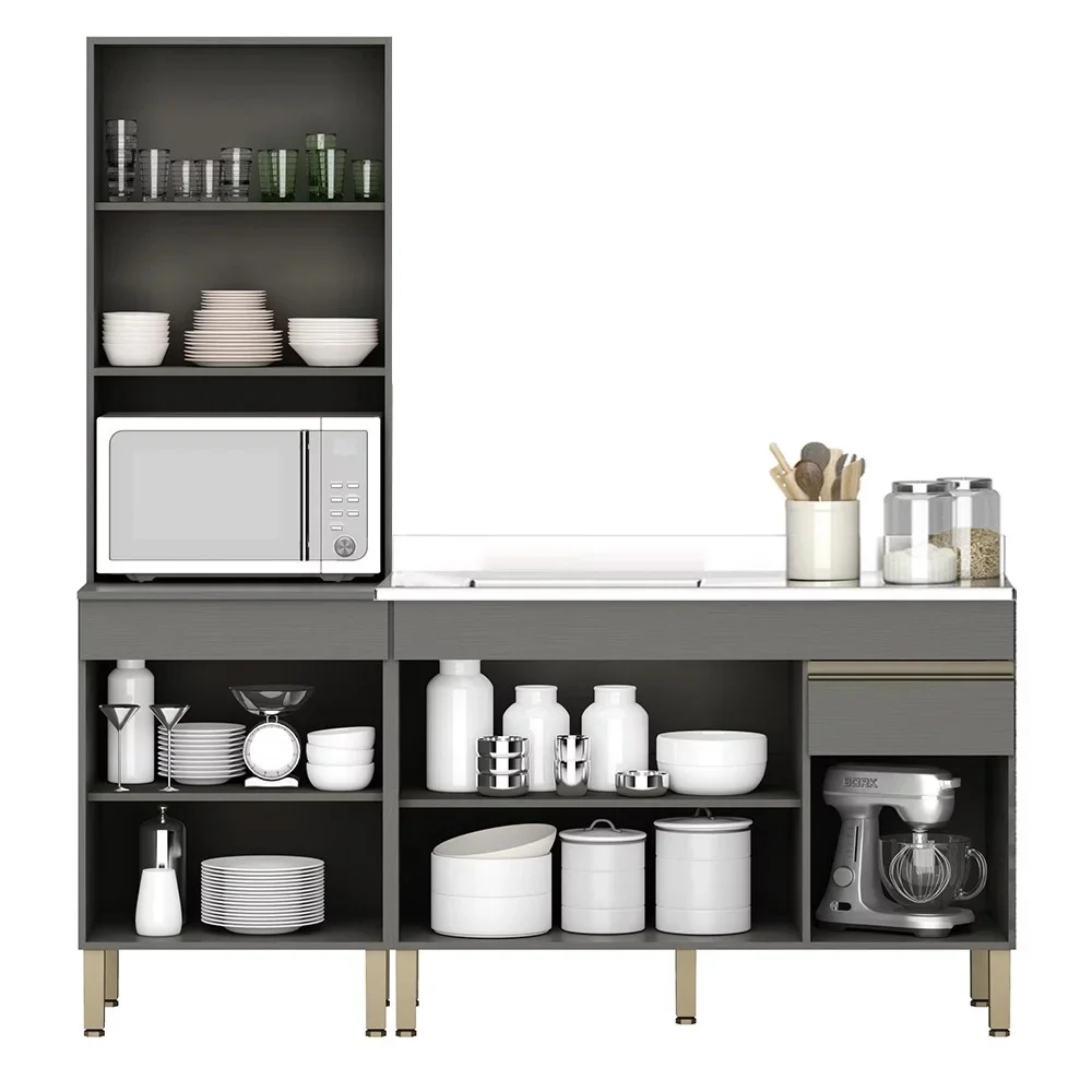 Paneleiro e Balcão Gabinete com Pia 120cm Lina Z06 Gris - Mpozenato