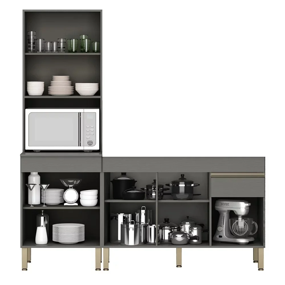 Paneleiro e Balcão Gabinete sem Tampo 150cm Lina Z06 Gris - Mpozenato