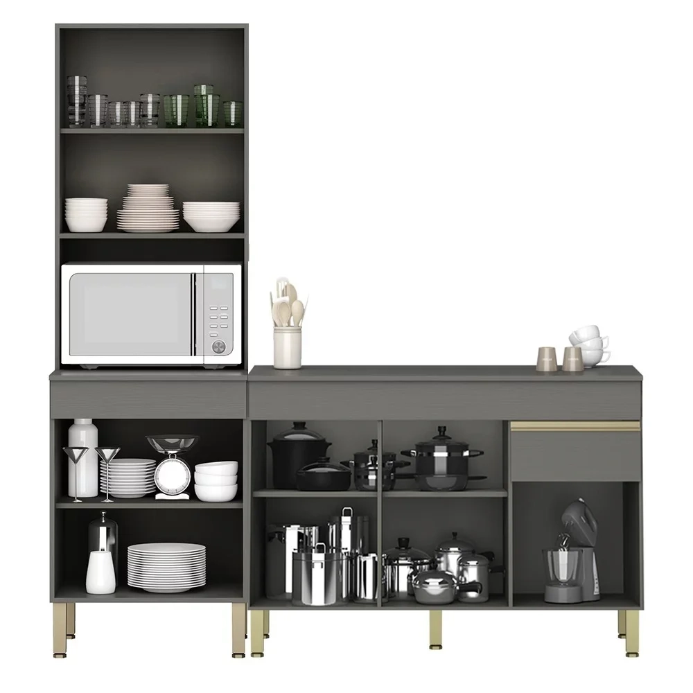 Paneleiro e Balcão Gabinete com Tampo 150cm Lina Z06 Gris - Mpozenato