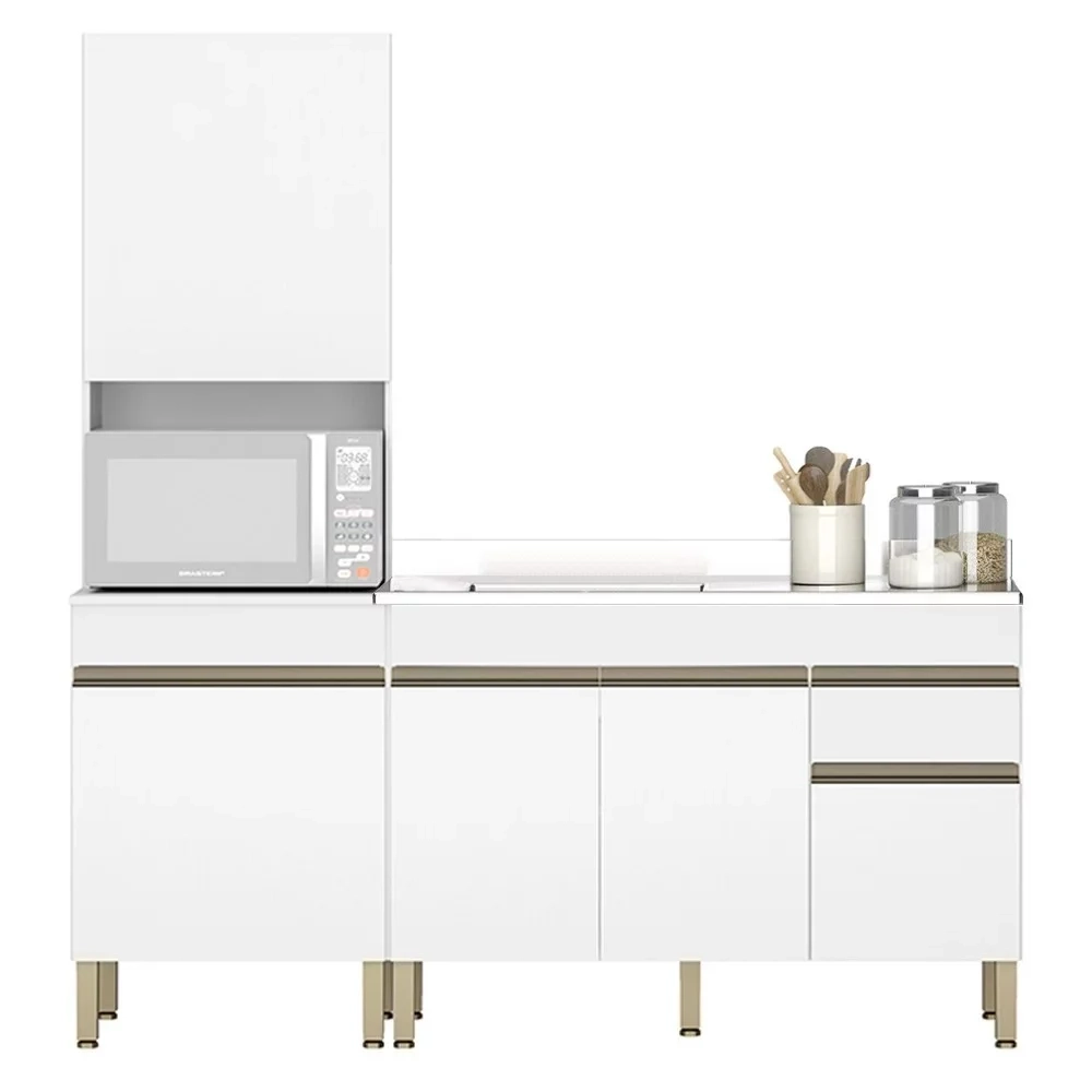 Paneleiro e Balcão Gabinete com Pia 150cm Lina Z06 Supremo - Mpozenato