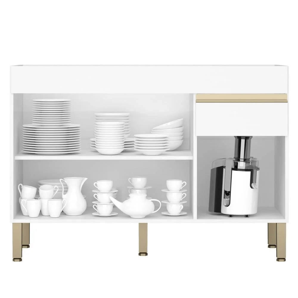 Armário de Cozinha 3 Peças Balcão sem Tampo 120cm Lina02 Z06 Supremo/Freijó - Mpozenato