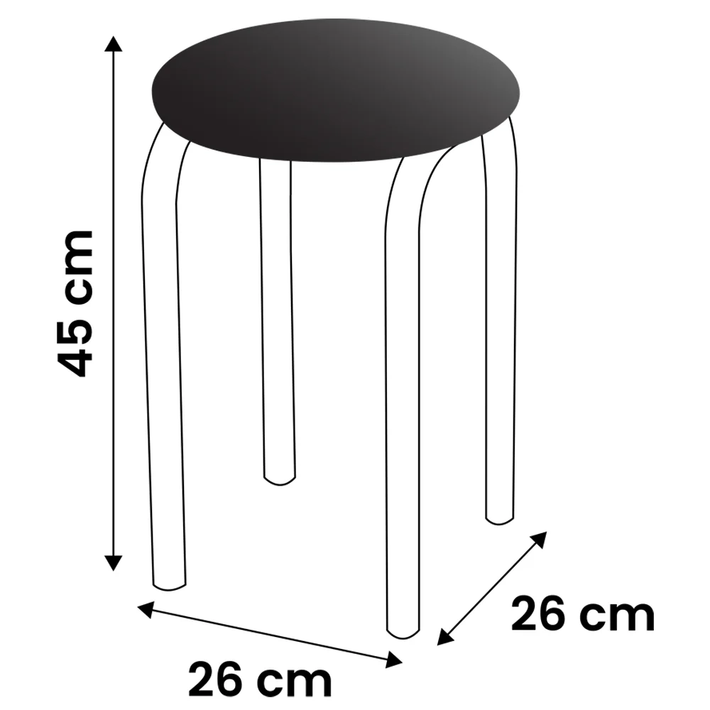 Kit 10 Banquetas Baixas Empilháveis em Aço Maviê Sintético Preto/Branco - Mpozenato
