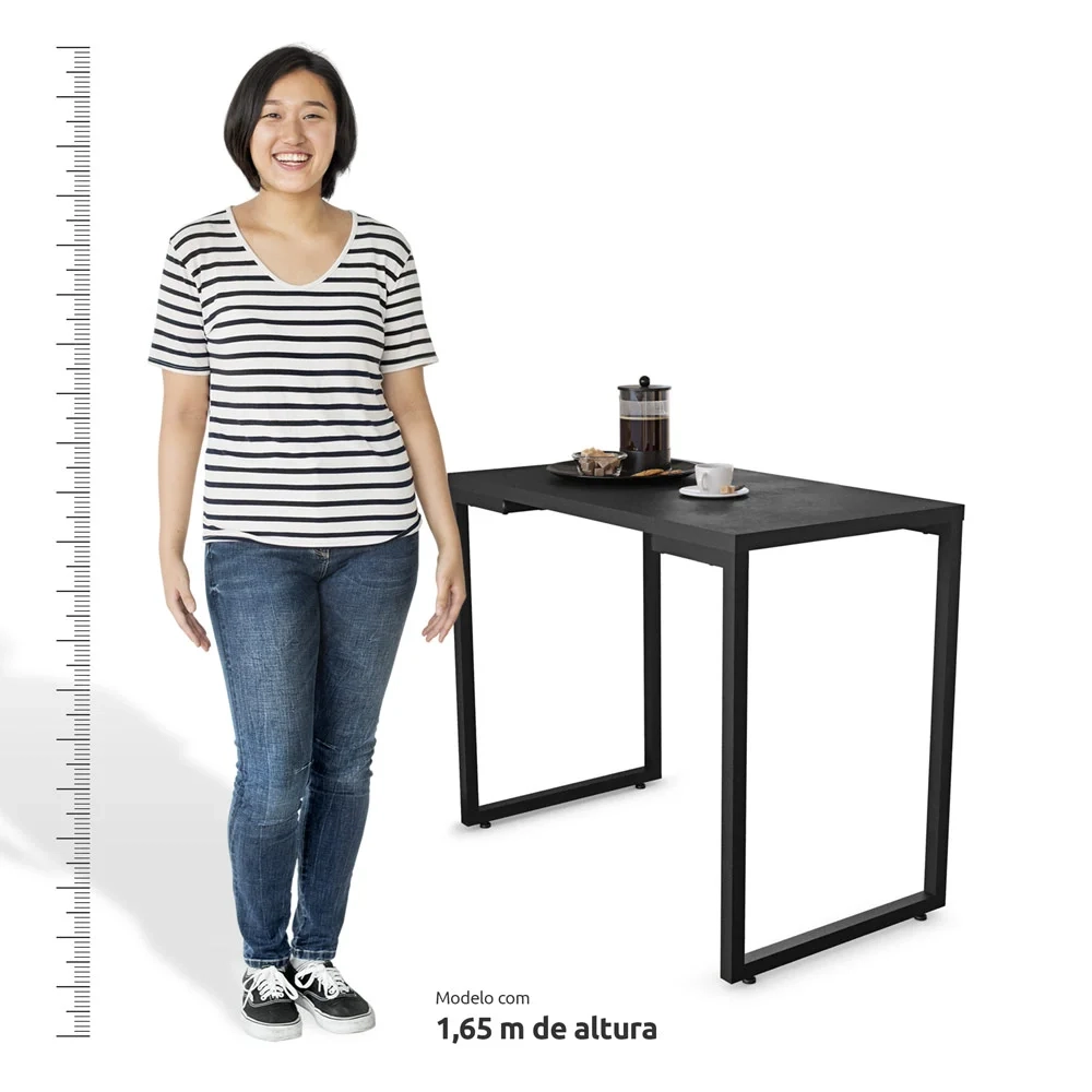 Mesa de Cozinha Bistrô Porto Preto 120cm com 4 Banquetas Industriais Maviê Branco/Preto - Mpozenato