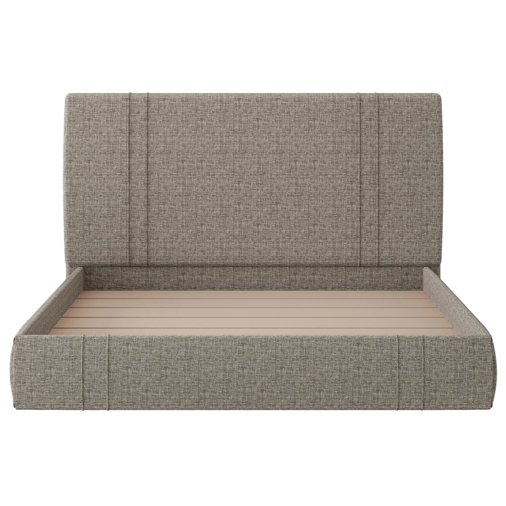 Cama Casal Flutuante Com Cabeceira 140cm Lyra S05 Linho Marrom - Mpozenato