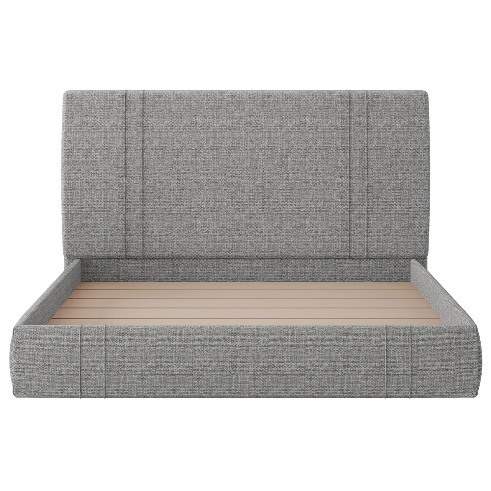 Cama Queen Flutuante Com Cabeceira 160cm Lyra S05 Linho Cinza - Mpozenato