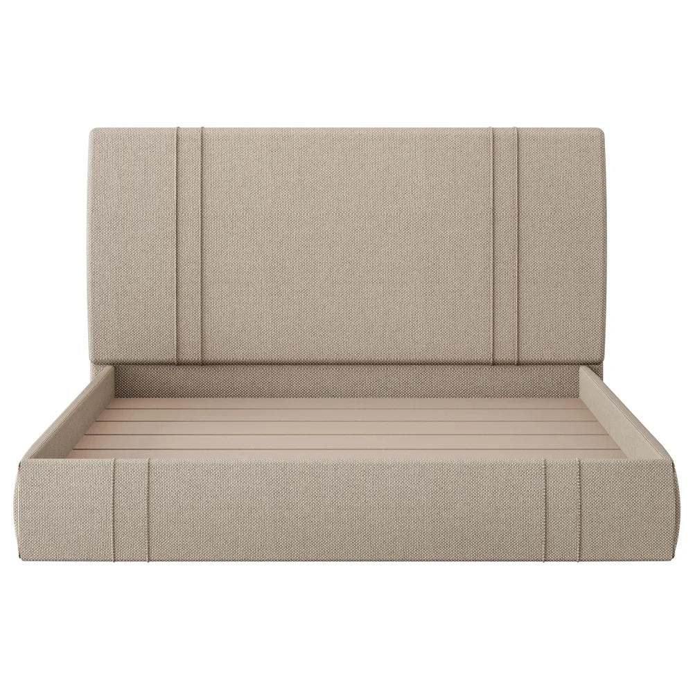 Cama King Flutuante Com Cabeceira 195cm Lyra S05 Linho Bege - Mpozenato