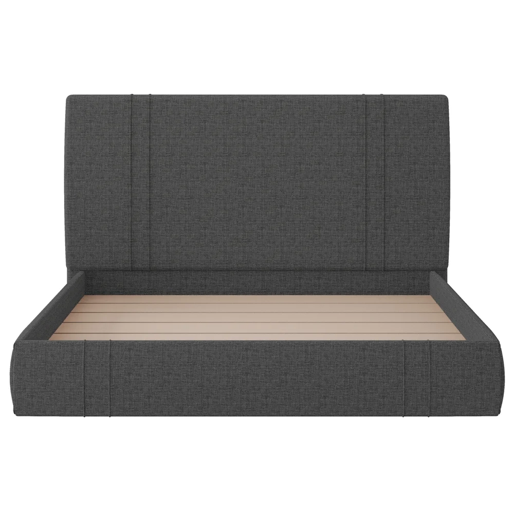 Cama King Flutuante Com Cabeceira 195cm Lyra S05 Linho Preto - Mpozenato