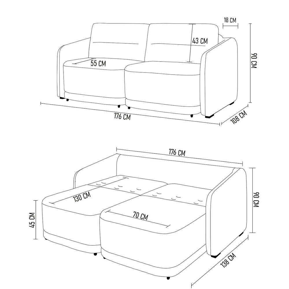 Sofá Cama Casal para Sala 176cm Polska Z08 Boucle Bege Escuro - Mpozenato