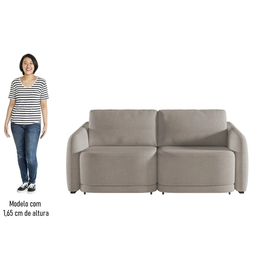 Sofá Cama Casal para Sala 216cm Polska Z08 Boucle Bege Escuro - Mpozenato