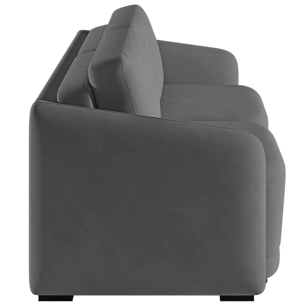 Sofá Cama Casal para Sala 216cm Polska Z08 Veludo Cinza Escuro - Mpozenato