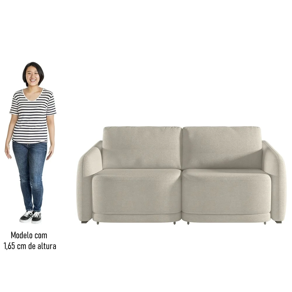 Sofá Cama Casal para Sala 236cm Polska Z08 Boucle Bege - Mpozenato