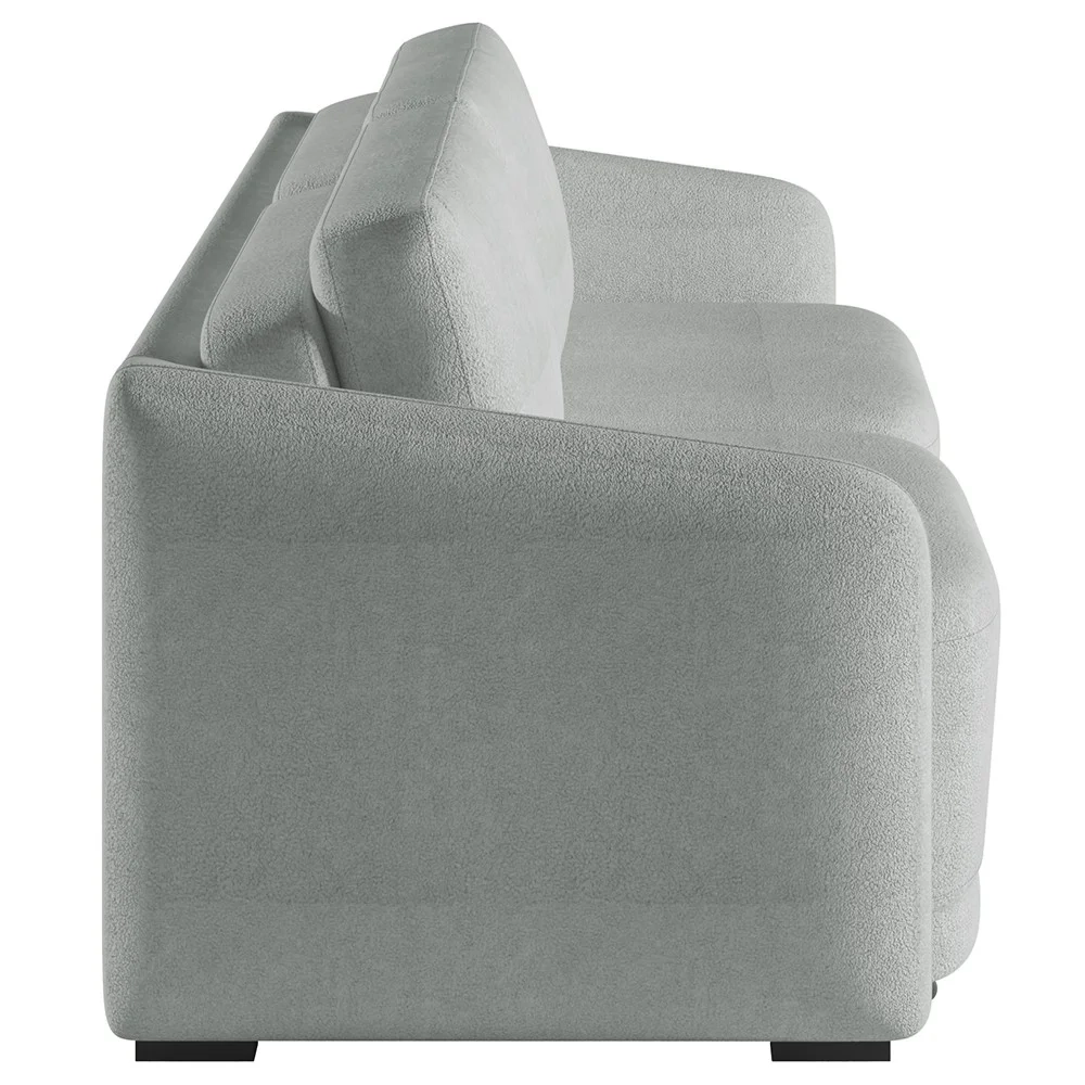 Sofá Cama Casal para Sala 236cm Polska Z08 Boucle Cinza Claro - Mpozenato