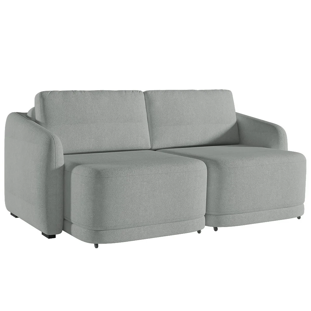 Sofá Cama Casal para Sala 236cm Polska Z08 Boucle Cinza Claro - Mpozenato
