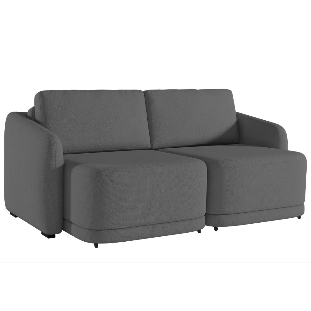 Sofá Cama Casal para Sala 236cm Polska Z08 Linho Cinza Escuro - Mpozenato