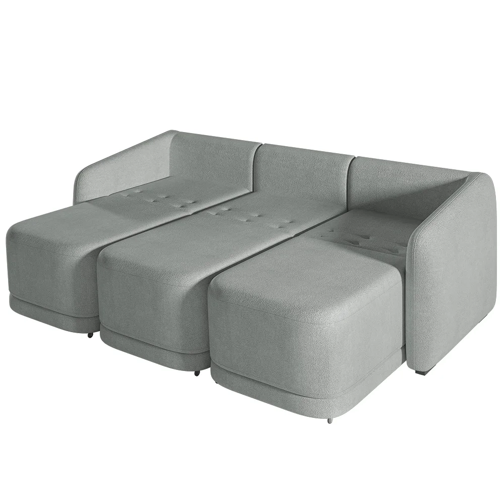 Sofá Cama Casal para Sala 246cm Polska Z08 Boucle Cinza Claro - Mpozenato