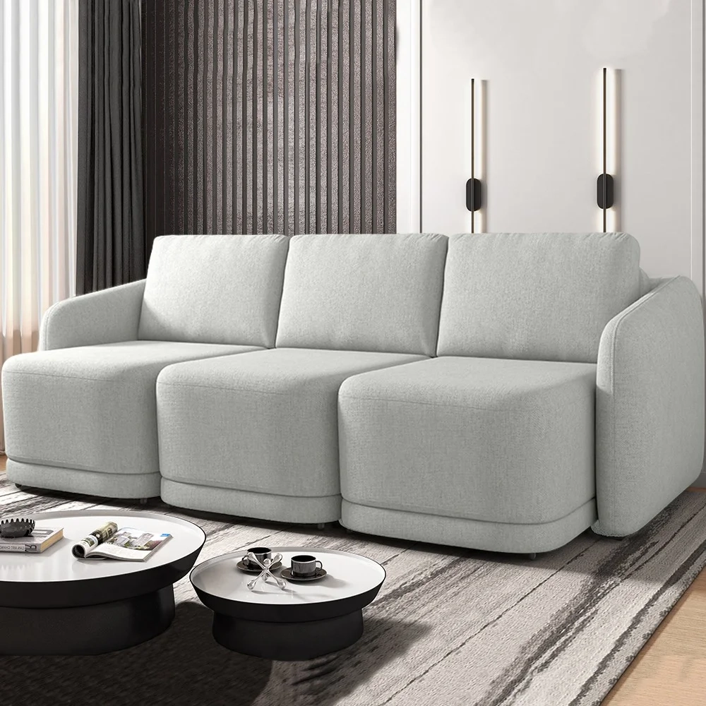 Sofá Cama Casal para Sala 246cm Polska Z08 Linho Cinza - Mpozenato