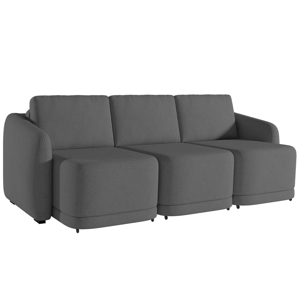 Sofá Cama Casal para Sala 246cm Polska Z08 Linho Cinza Escuro - Mpozenato