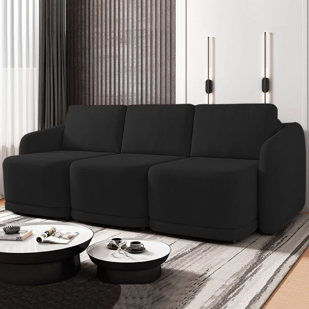 Sofá Cama Casal para Sala 246cm Polska Z08 Veludo Preto - Mpozenato