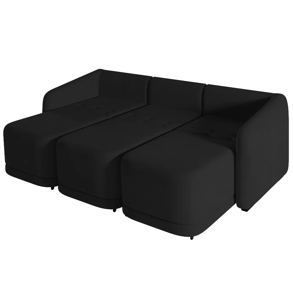 Sofá Cama Casal para Sala 246cm Polska Z08 Veludo Preto - Mpozenato