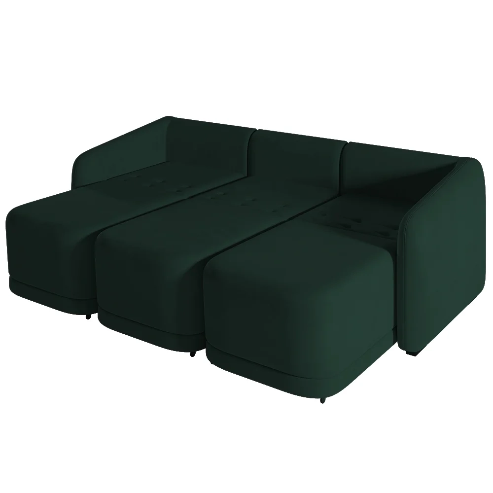 Sofá Cama Casal para Sala 246cm Polska Z08 Veludo Verde - Mpozenato