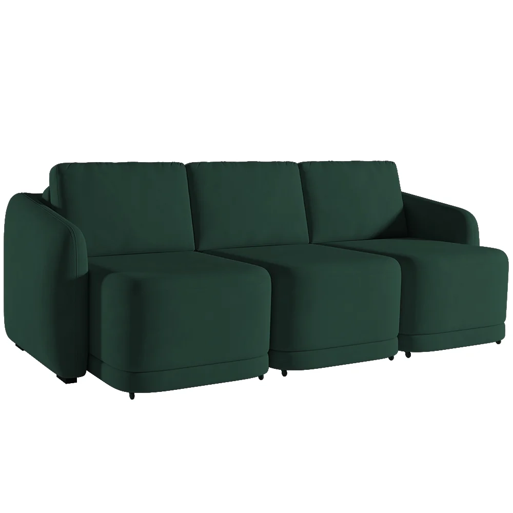 Sofá Cama Casal para Sala 246cm Polska Z08 Veludo Verde - Mpozenato