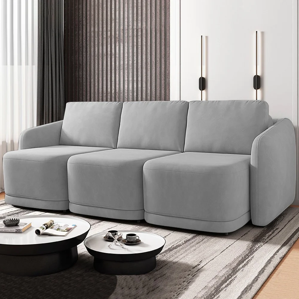 Sofá Cama Casal para Sala 246cm Polska Z08 Veludo Cinza - Mpozenato