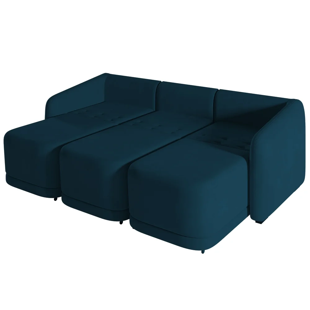 Sofá Cama Casal para Sala 246cm Polska Z08 Veludo Azul - Mpozenato
