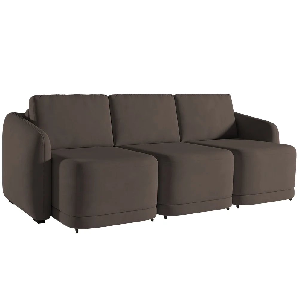 Sofá Cama Casal para Sala 276cm Polska Z08 Veludo Marrom - Mpozenato