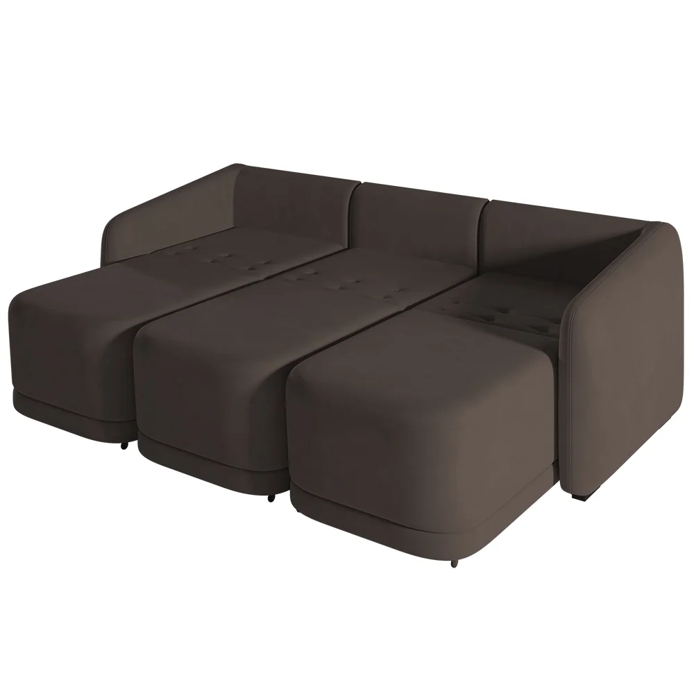 Sofá Cama Casal para Sala 276cm Polska Z08 Veludo Marrom - Mpozenato