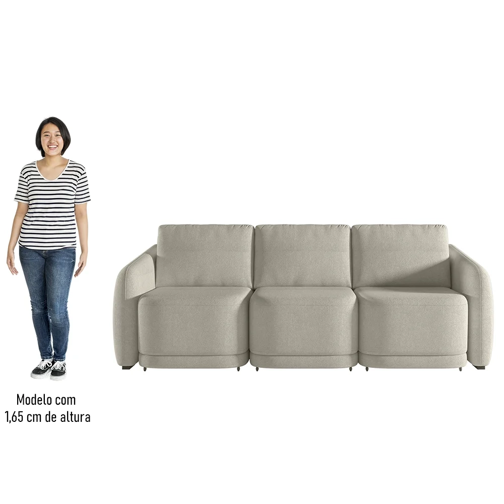 Sofá Cama Casal para Sala 306cm Polska Z08 Boucle Bege - Mpozenato