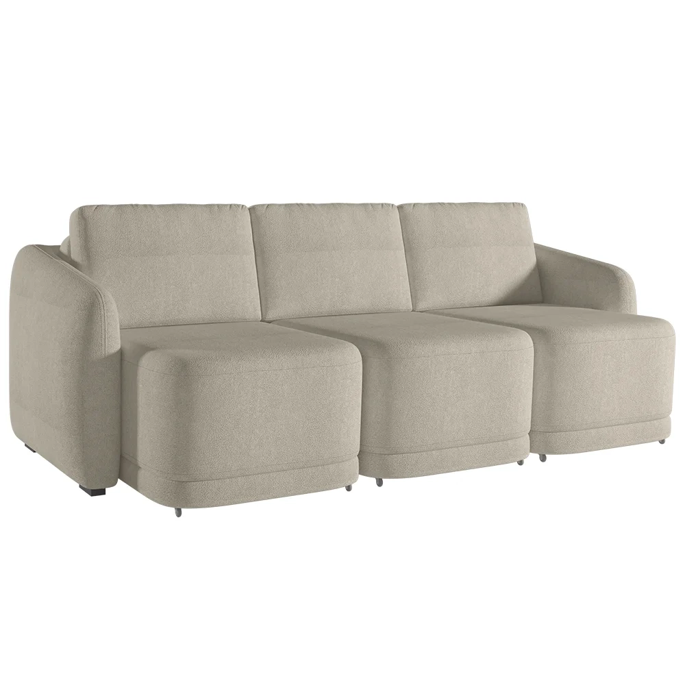 Sofá Cama Casal para Sala 306cm Polska Z08 Boucle Bege - Mpozenato