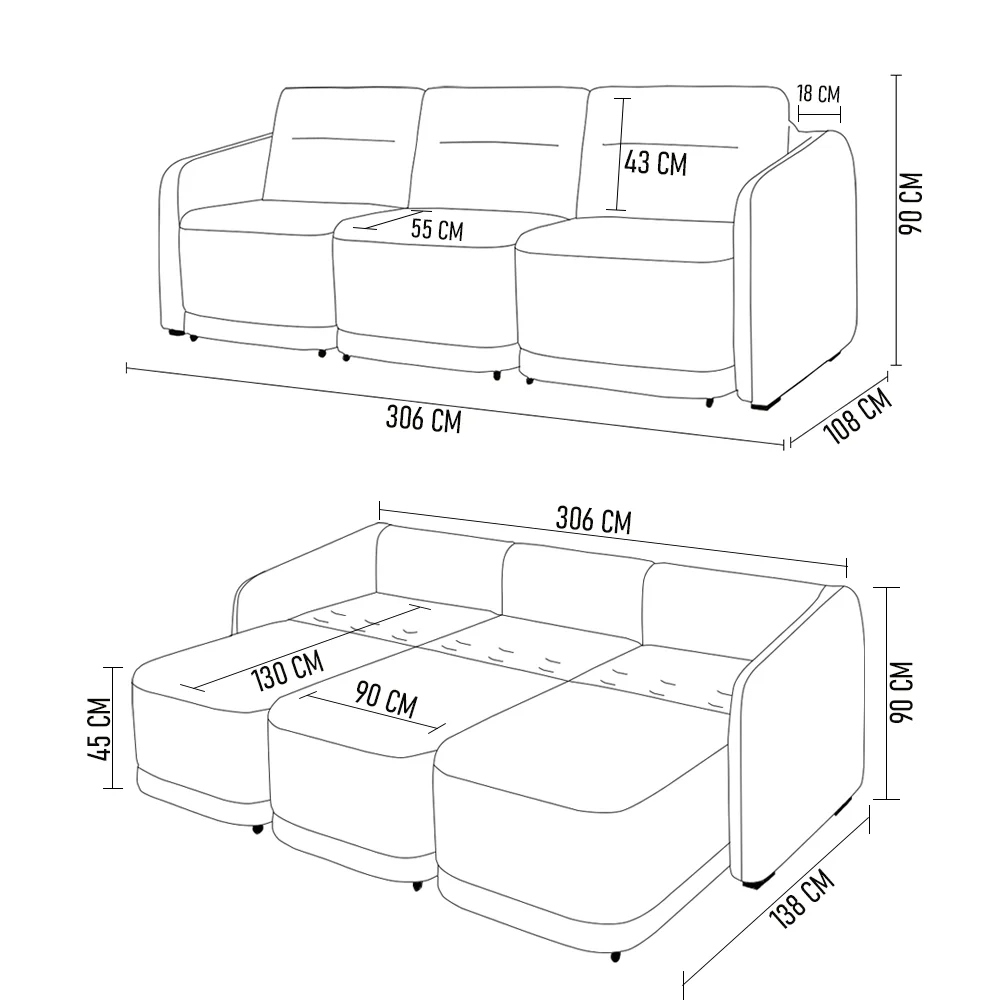 Sofá Cama Casal para Sala 306cm Polska Z08 Boucle Bege Escuro - Mpozenato