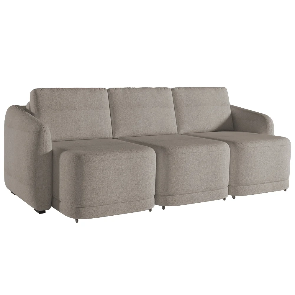 Sofá Cama Casal para Sala 306cm Polska Z08 Boucle Bege Escuro - Mpozenato