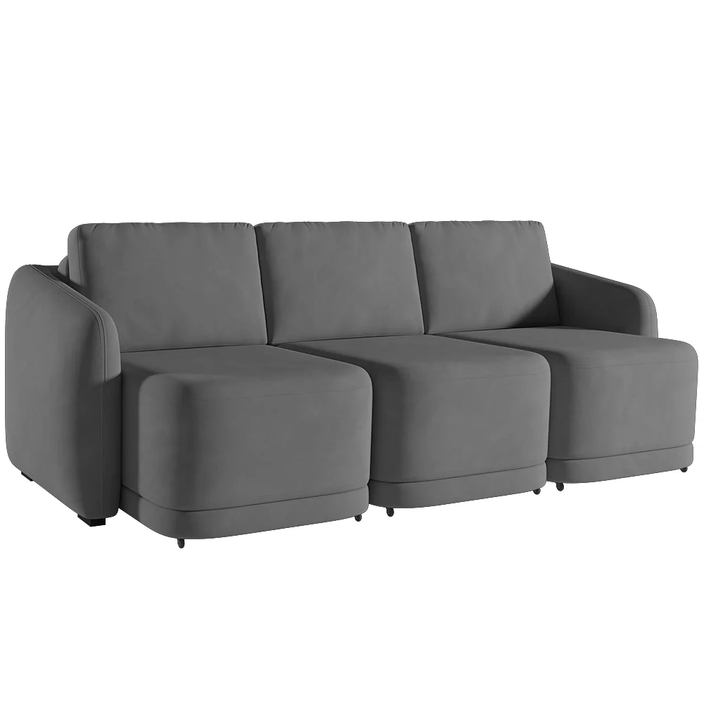 Sofá Cama Casal para Sala 306cm Polska Z08 Veludo Cinza Escuro - Mpozenato