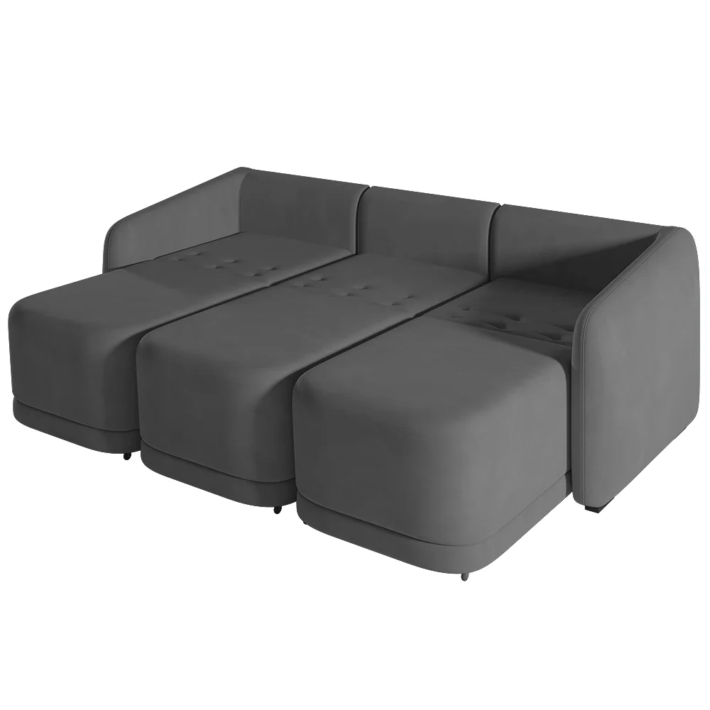 Sofá Cama Casal para Sala 306cm Polska Z08 Veludo Cinza Escuro - Mpozenato