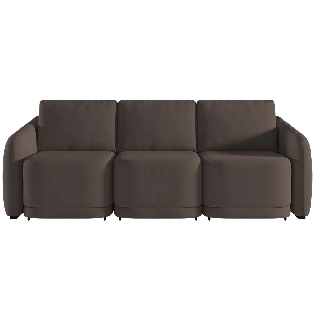 Sofá Cama Casal para Sala 306cm Polska Z08 Veludo Marrom - Mpozenato